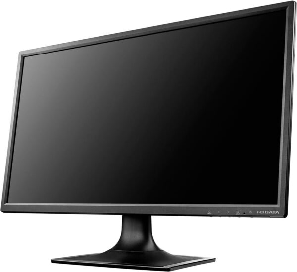 a black computer monitor with a white background